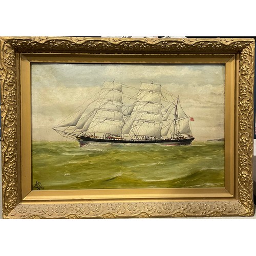 125 - English School (early 20th century)
Ladstock at Sea
monogrammed, dated '04, oil on board, 30cm x 46c... 