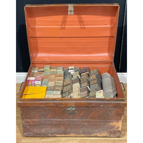 586 - Music - a quantity of Pianola music rolls, various melodies, all boxed; contained in a large painted... 