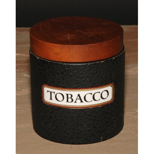 534 - Dunhill - a cylindrical tobacco jar, hardwood cover, 11.5cm high, gilt mark to base