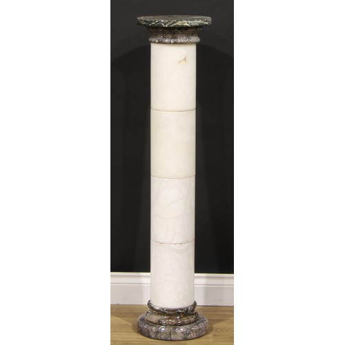 296 - A Neo-Classical style alabaster and marble sectional statuary pedestal, 113cm