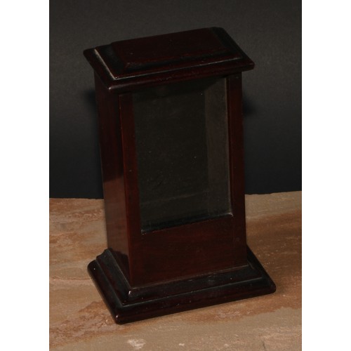 76 - A 19th century mahogany vitrine-form pocket watch stand, 185cm high