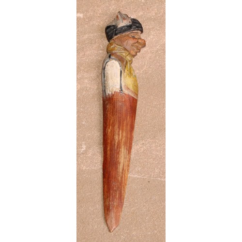 113 - A Black Forest novelty figural bookmark, 13cm long, c.1900; another (2)