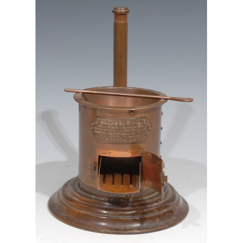 408 - Advertising - an early 20th century copper cigar box/smoker's companion, in the form of a circular r... 