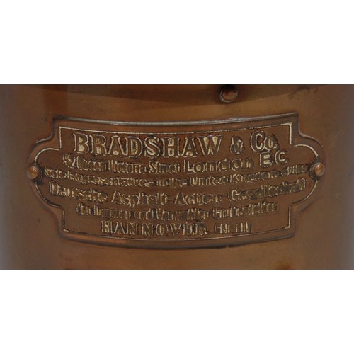 408 - Advertising - an early 20th century copper cigar box/smoker's companion, in the form of a circular r... 