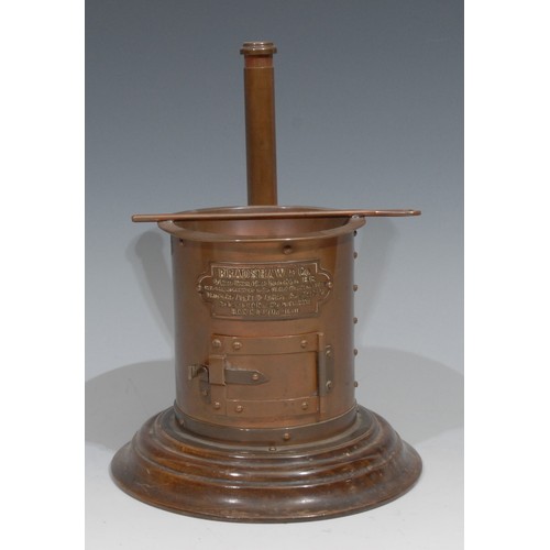 408 - Advertising - an early 20th century copper cigar box/smoker's companion, in the form of a circular r... 