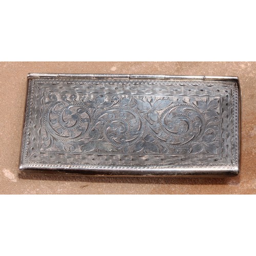 480 - An Edwardian silver novelty visiting card case, as an envelope, bright-cut engraved with scrolling f... 