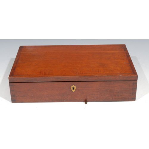 249 - A large 19th century mahogany artist’s box, hinged cover enclosing two fitted lift-out trays contain... 