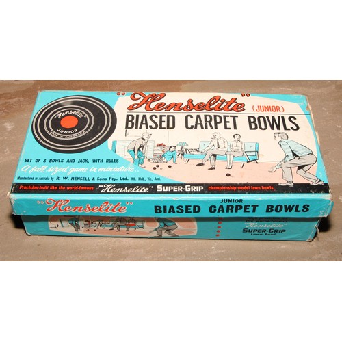 636 - Parlour Games - a set of Hemselite (Junior) Biased Carpet Bowls, boxed