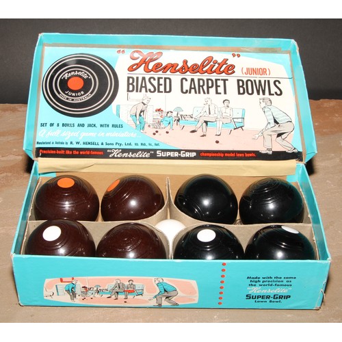 636 - Parlour Games - a set of Hemselite (Junior) Biased Carpet Bowls, boxed