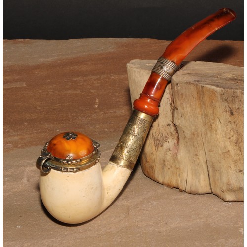 265 - A late 19th century meerschaum pipe, retailed by Ludwig Hartmann, Vienna, 17.5cm long, c.1890, cased