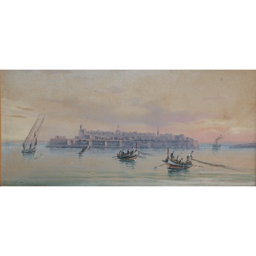 547 - Esposito (early 20th century)
Valetta Harbour, Malta
signed, gouache, 10.5cm x 22cm