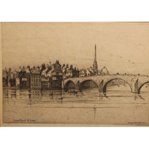 600 - James Macintyre (Irish Bn.1928), by and after, Auld Brig'o'Ayr, etching, 19cm x 25.5cm; other etchin... 