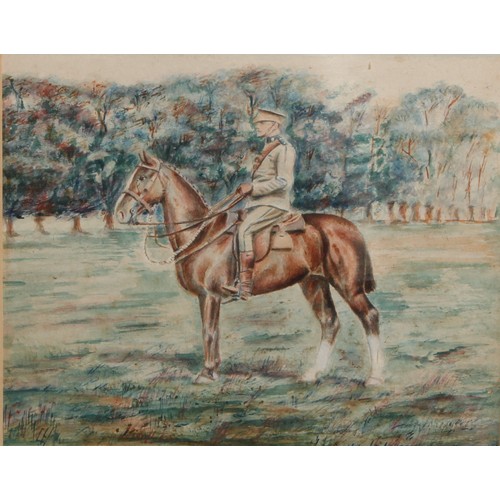 543 - English School (early 20th century)
A World War I Military Officer on Horseback
signed with monogram... 