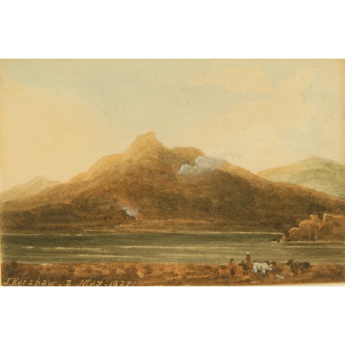 599 - J Kershaw (early 19th century)
Smouldering Volcano
signed, dated 3rd May 1827, watercolour, 6cm x 9c... 