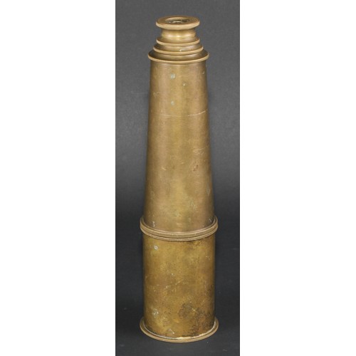 714 - A World War II style brass three-draw telescope, inscribed Broadhurst Clarkson & Co, London 1942, 28... 