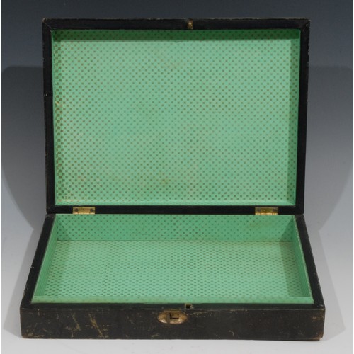 32 - A Victorian rectangular embossed Morocco leather patent document box, with Royal coat of arms in gil... 