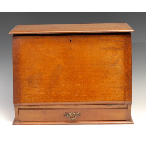 272 - A late Victorian mahogany  table top writing cabinet, hinged top and fall front enclosing a fitted i... 