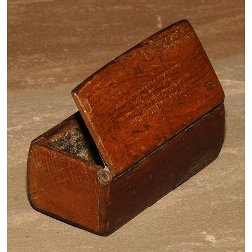 661 - The Tudor Navy - an early Victorian salvaged maritime timber rectangular snuff box, hinged cover ins... 