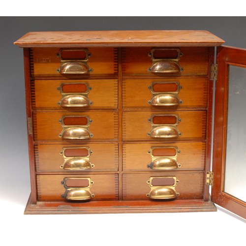 479 - An Edwardian mahogany cabinet of apothecary or laboratory index filing drawers, by Flatters & Garnet... 