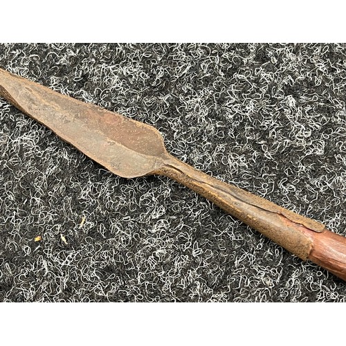 856 - Tribal Art and the Eclectic Interior - a  Zulu Assegai short stabbing spear, 108cm long; a hide shie... 