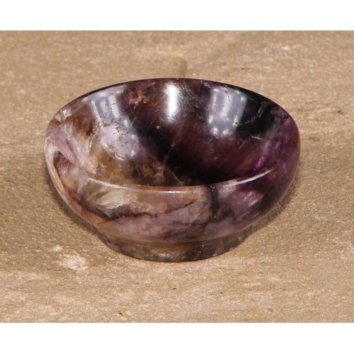 202 - A Derbyshire Blue John miniature circular bowl, 4cm diameter