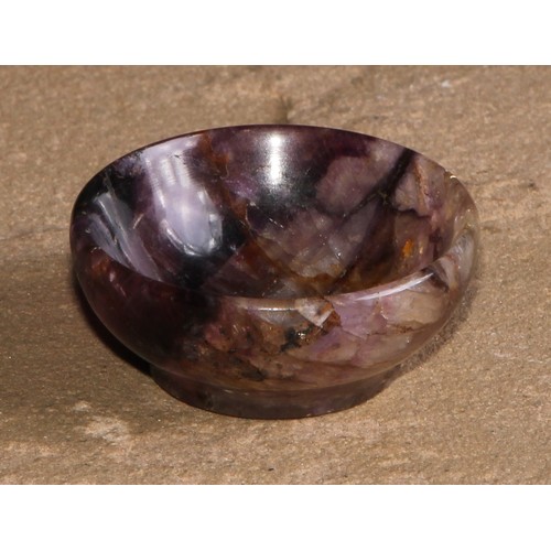 202 - A Derbyshire Blue John miniature circular bowl, 4cm diameter