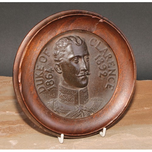 518 - British Royal History - a 19th century patinated spelter relief portrait plaque, Duke of Clarence (1... 