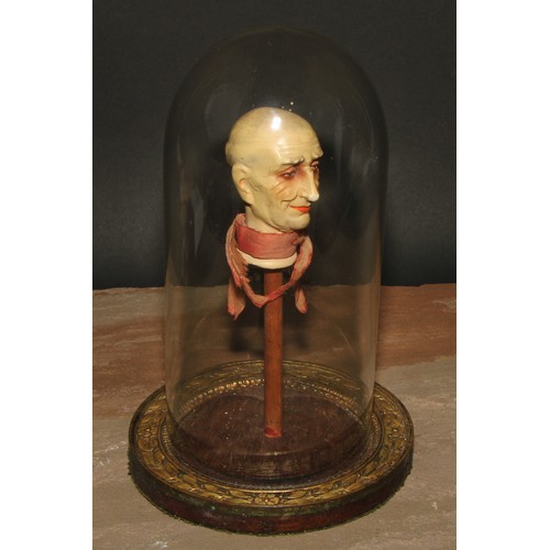 662 - The Uncanny - a French papier mache puppet head, modelled as an elderly gentleman, painted features,... 