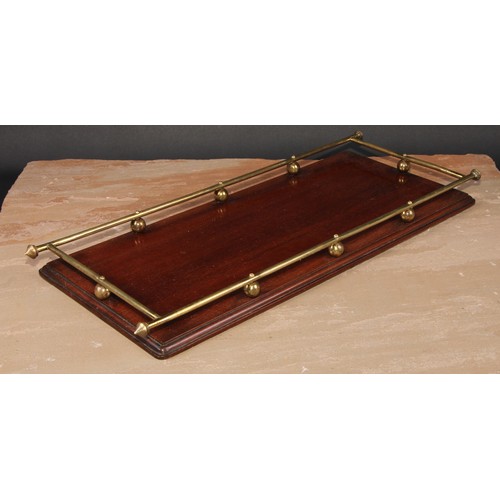 367 - A Secessionist mahogany and brass drinks tray, rail-and-sphere gallery, 48cm wide, c.1910