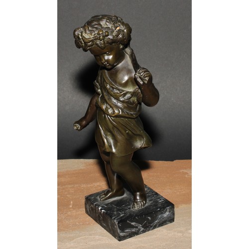 566 - French School (19th century), a pair of dark patinated bronzes, putti, allegorical of summer and aut... 