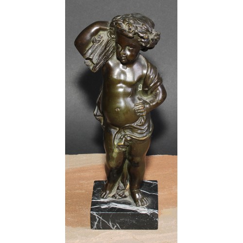 566 - French School (19th century), a pair of dark patinated bronzes, putti, allegorical of summer and aut... 