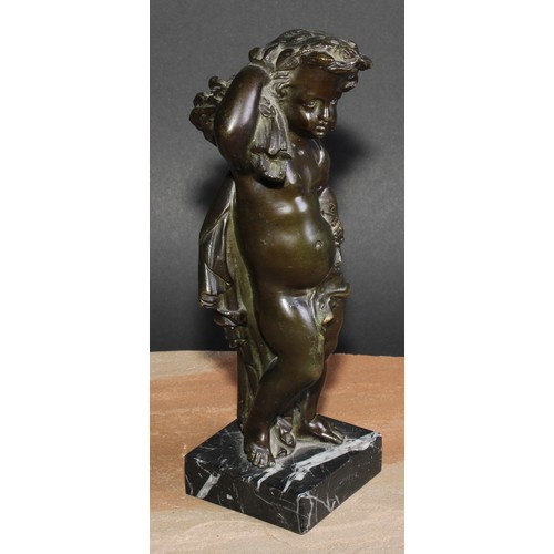 566 - French School (19th century), a pair of dark patinated bronzes, putti, allegorical of summer and aut... 