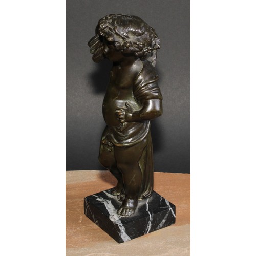 566 - French School (19th century), a pair of dark patinated bronzes, putti, allegorical of summer and aut... 