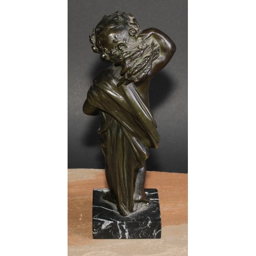 566 - French School (19th century), a pair of dark patinated bronzes, putti, allegorical of summer and aut... 