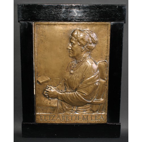 692 - Hibbert C. Binney (1819 - 1887), after, Elizabeth M. Lea, bronze rectangular plaque, in high relief,... 