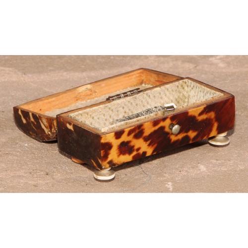 106 - A 19th century tortoiseshell rectangular casket, hinged cover decorated with cut-steel pinwork, 8cm ... 