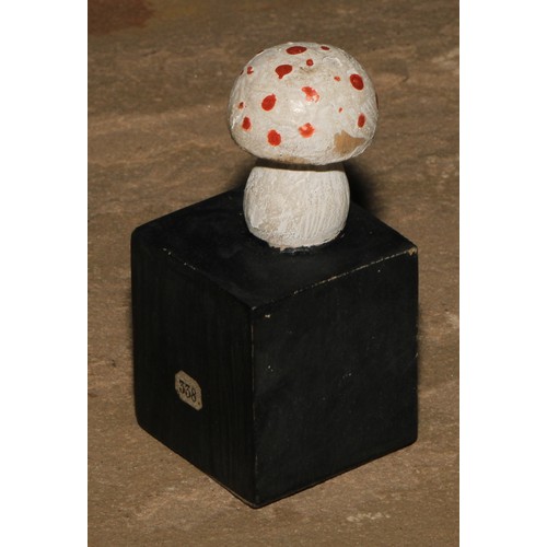 631 - Natural History - Mycology - a painted model of fungus specimens, mounted for display, 8.5cm diam ov... 