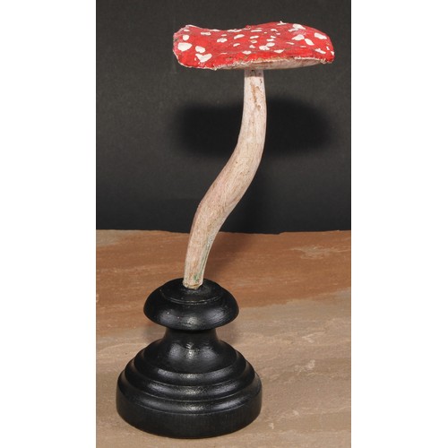 802 - Natural History - Mycology - a painted model of fungus specimen, mounted for display, 21cm high