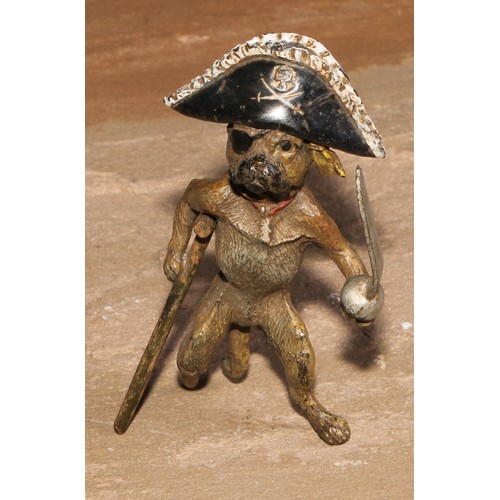 443 - An Austrian cold painted bronze, amusingly cast as an anthropomorphic pirate pug, 10cm high, early 2... 