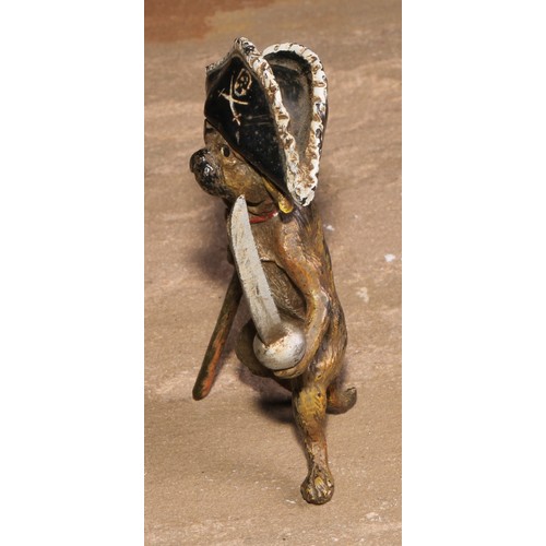 443 - An Austrian cold painted bronze, amusingly cast as an anthropomorphic pirate pug, 10cm high, early 2... 