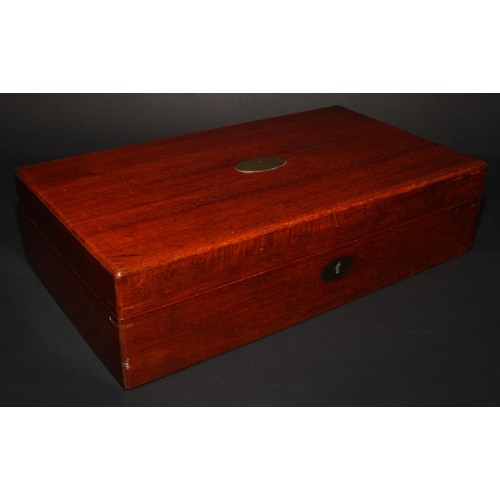 273 - A late Victorian mahogany games box, the hinged cover enclosing a comprehensive compendium, 39.5cm w... 