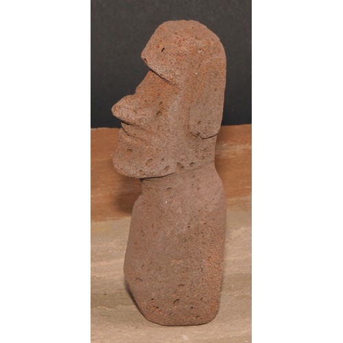 357 - A Polynesian lava cabinet figure, of an Easter Island Moai figure, 13cm high