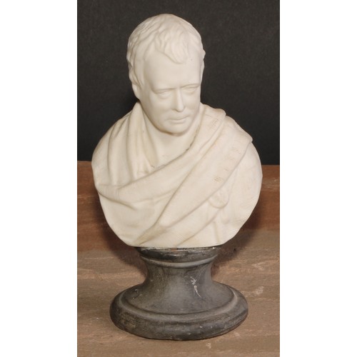 88 - A 19th century parian ware bust, of Sir Walter Scott (1771-1832), after the marble by Sir Francis Ch... 