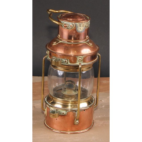 589 - Interior Decoration - a copper and brass ship's lantern, Anchor, 25cm high