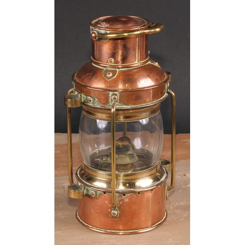 589 - Interior Decoration - a copper and brass ship's lantern, Anchor, 25cm high