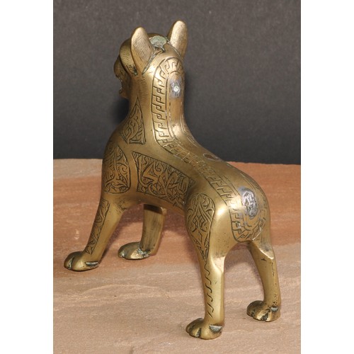 283 - A Middle Eastern bronze aquamanile, as a lion, after a Medieval Islamic example, 10cm long