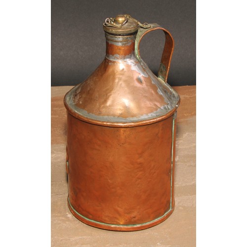 643 - Railwayana - a British Rail copper oil can, brass screw-cap; the side stamped BR, scroll handle, 20c... 