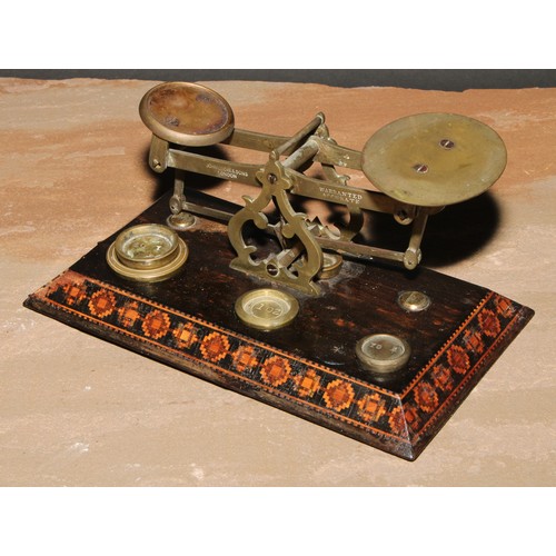 370 - A set of Victorian Tunbridge ware and rosewood letter scales, by John Cooke & Sons Ltd, London, 18.5... 