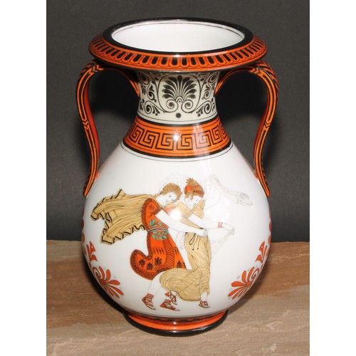 59 - A 19th century Grecian Revival two-handled ovoid vase, decorated after the Antique in the Grand Tour... 