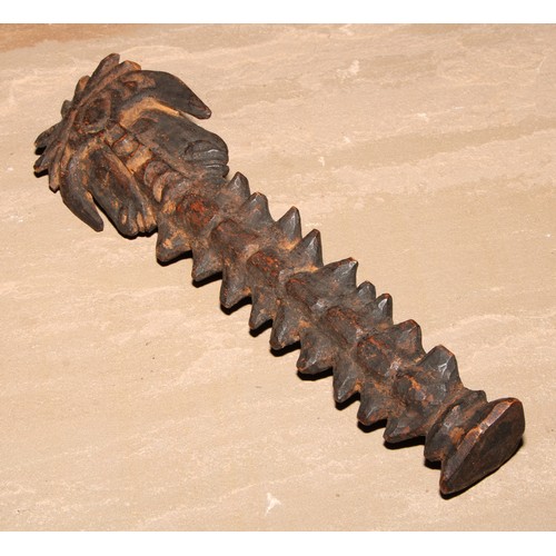 828 - Tribal Art - a carved figural staff or votive, 26cm long